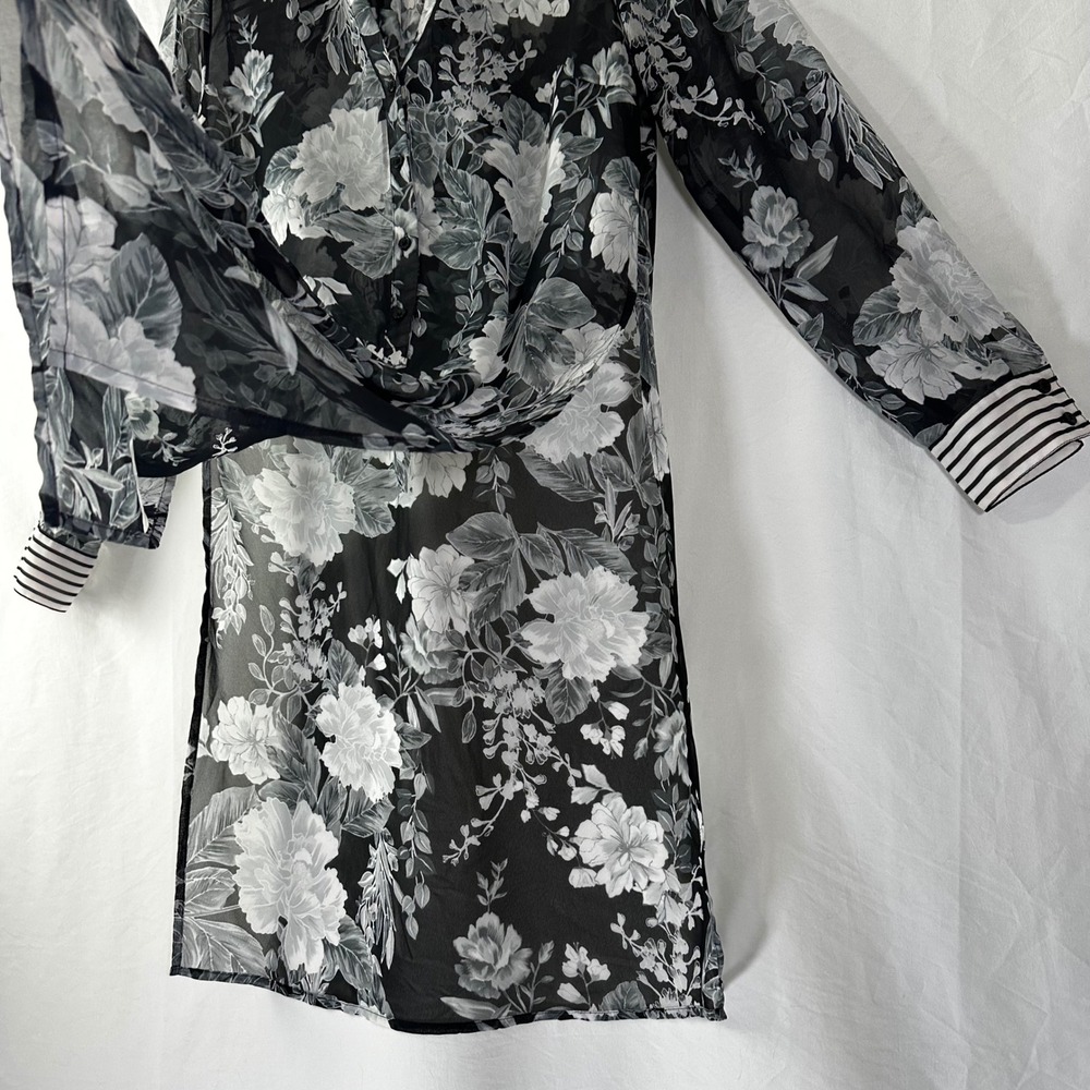 INC International Concepts Floral Tunic Women's PS Petite S Stripe Semi Sheer - Picture 5 of 13